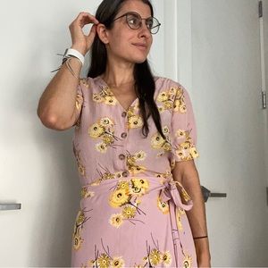 Madewell Wrap Midi Skirt & Plaza Button-Front Shirt set in Dandelions Small 4